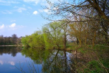 Bahar parkındaki güzel göl manzarası