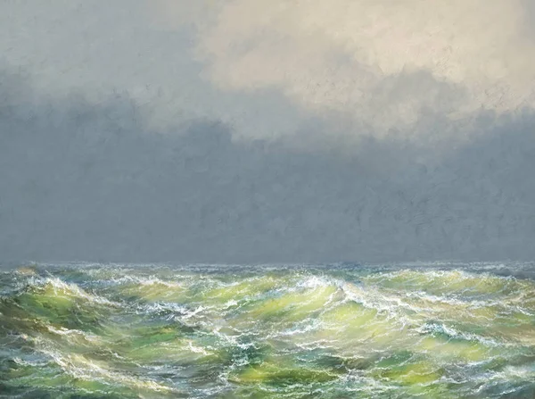 Paintings Sea Landscape Waves Sea Waves Beach — Stock Photo, Image