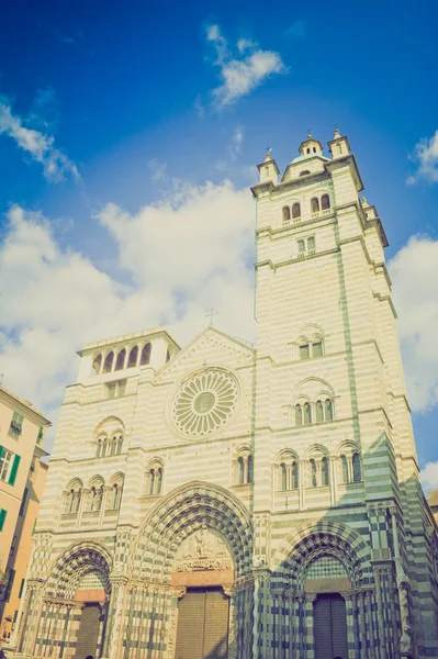 Kyrkan San lorenzo, Genua retro-look — Stockfoto