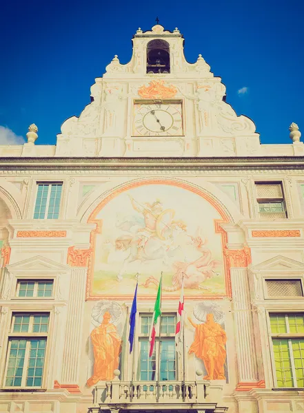 Palazzo san giorgio, Genua wyglądowi retro — Zdjęcie stockowe