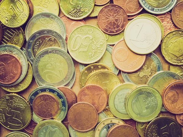 Euro coins retro looking — Stock Photo, Image