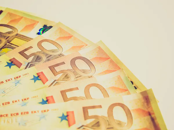 Euro nota retro buscando —  Fotos de Stock