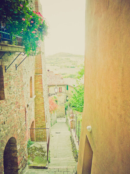 View of San Casciano, Tuscany, Italy vintage look