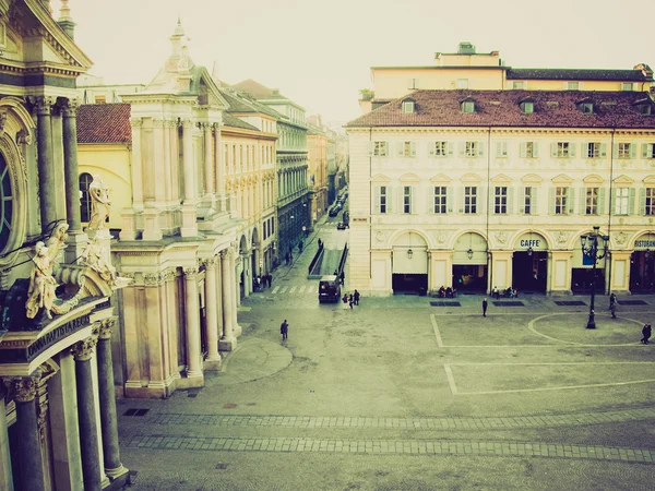 Piazza san carlo, Turín retro vypadat — Stock fotografie