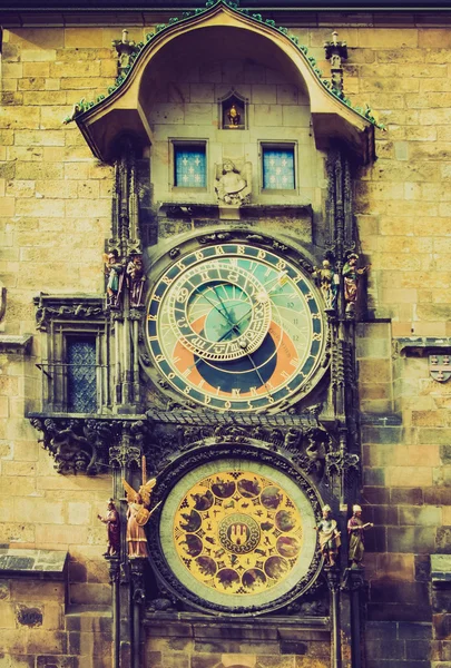 Clock Prague retro looking — Stock Photo, Image