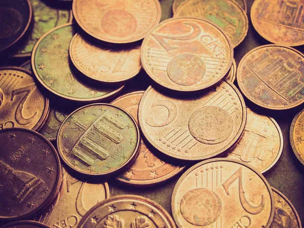 Moedas de euro fundo retro olhando — Fotografia de Stock