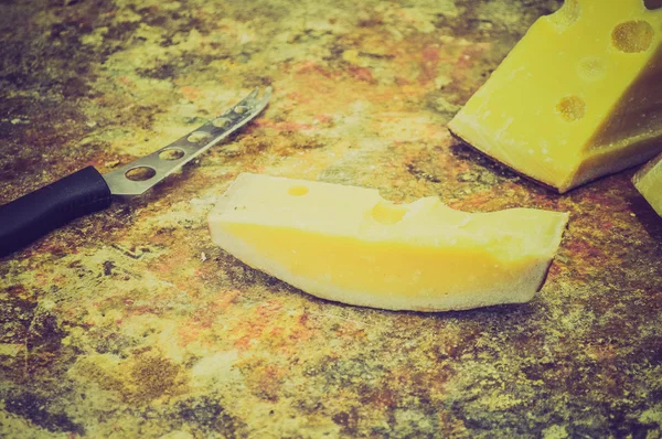 Vintage olhando comida de queijo — Fotografia de Stock