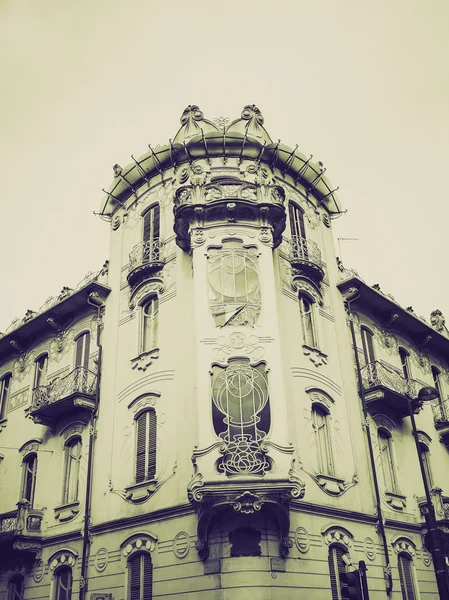 Sepia vintage Casa Fleur, Turin — Stok Foto