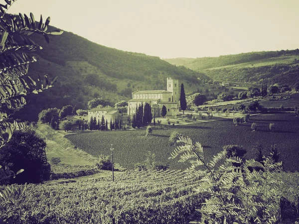 Vintage sepia Sant Attimo Abbey, Italy — Stock Photo, Image