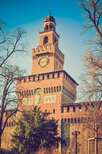 Retro spojrzenie castello sforzesco Mediolan — Zdjęcie stockowe