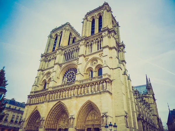 レトロな外観ノートルダム大聖堂パリ — ストック写真