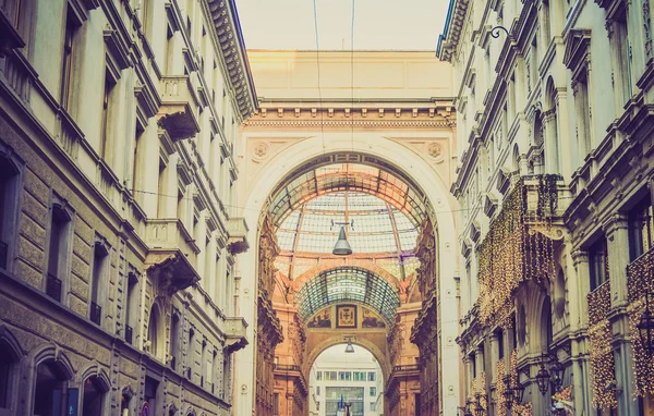 Retro look Galleria Vittorio Emanuele II Milan — Stock Photo, Image