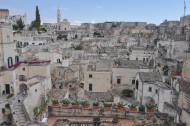 Sassi di Matera antik mağara evleri Matera, İtalya