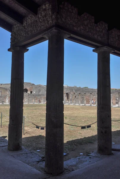 Ruinas Del Sitio Arqueológico Antigua Ciudad Romana Pompeya Enterradas Bajo — Foto de Stock