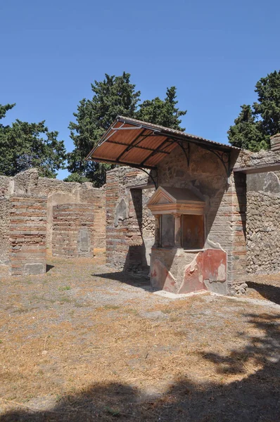 Ruínas Sítio Arqueológico Antiga Cidade Romana Pompeia Enterrada Sob Cinzas — Fotografia de Stock