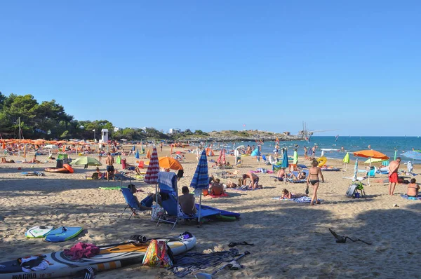 Vieste Italien Circa August 2020 Blick Auf Den Strand — Stockfoto