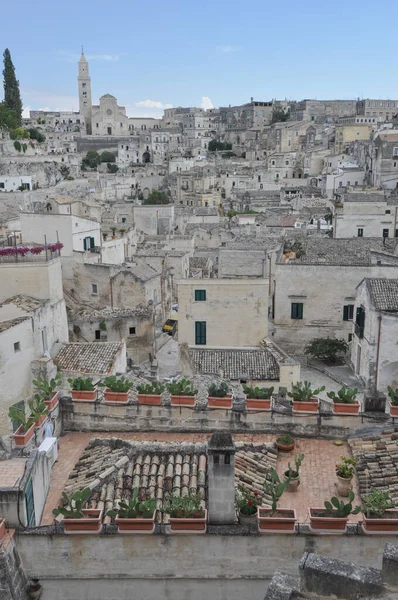 Αρχαίες Κατοικίες Σπηλαίων Sassi Matera Στη Ματέρα Της Ιταλίας — Φωτογραφία Αρχείου