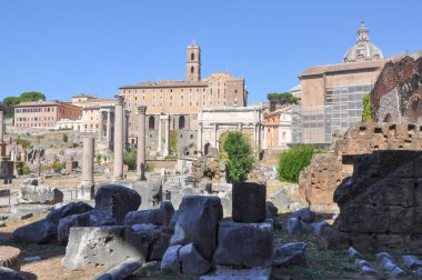 Kalıntıları Roma Forumu aka Foro Romano Roma, İtalya