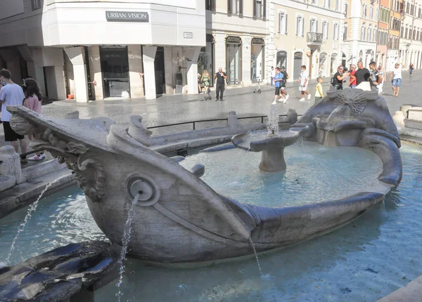 Rome Italy Circa August 2020 Fontana Della Barcaccia Fountain Boat — Stock Photo, Image