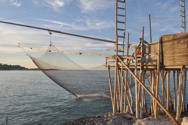 Vieste Italy Circa August 2020 Trabucco Gargano Fishing Machine Tower — Fotografia de Stock