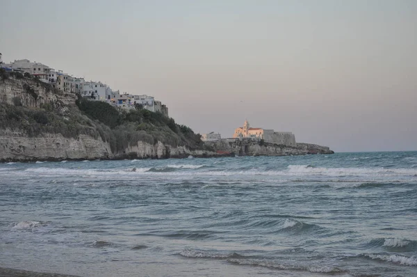 Acantilados Blancos Vistos Desde Mar Vieste Italia — Foto de Stock