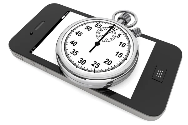 Stopwatch with Mobile Phone — Stock Photo, Image