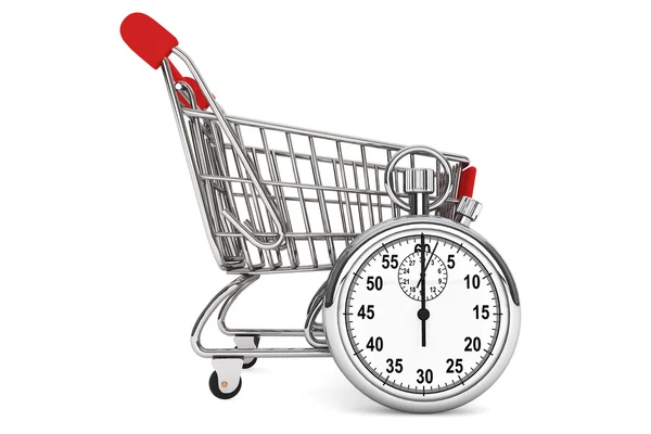 Cronometru cu coș de cumpărături — Fotografie, imagine de stoc