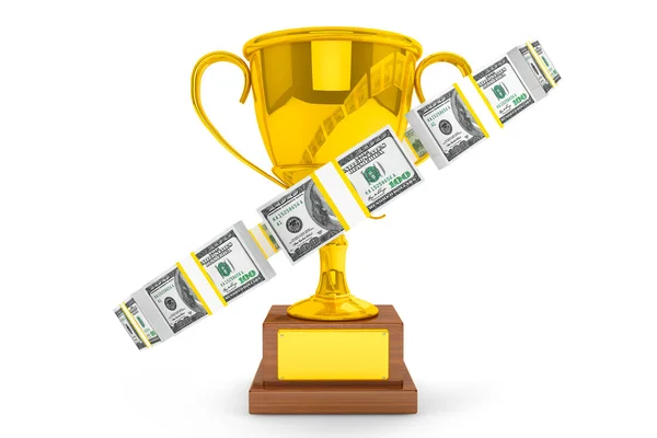 Dollars and Golden Trophy Cup — Stock Photo, Image