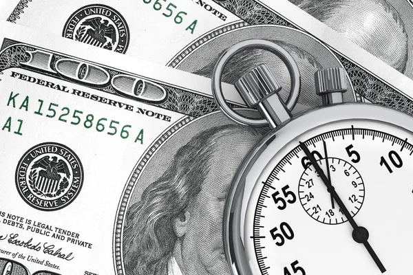 Dólares y cronómetro — Foto de Stock
