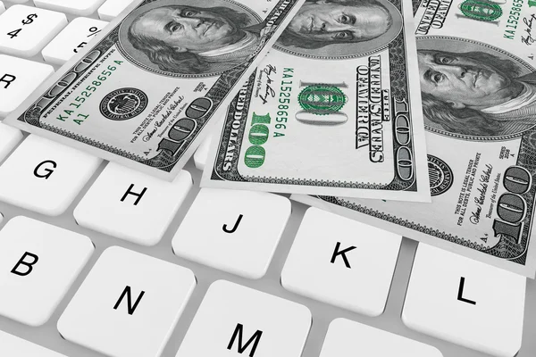 Dollars banknotes and Computer keyboard — Stock Photo, Image