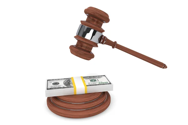 Judge gavel and one hundred dollars — Stock Photo, Image