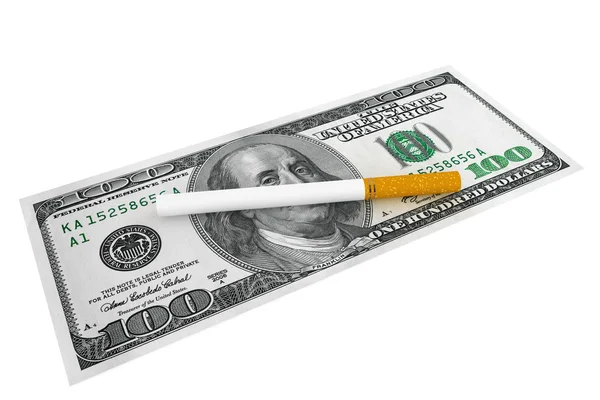 Dollar biljetten met sigaret — Stockfoto