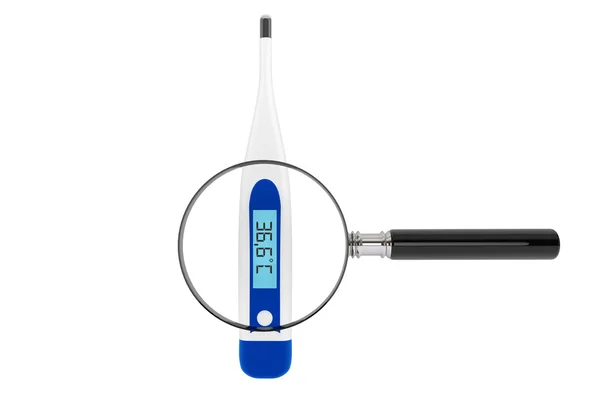 Termómetro digital médico con lupa —  Fotos de Stock