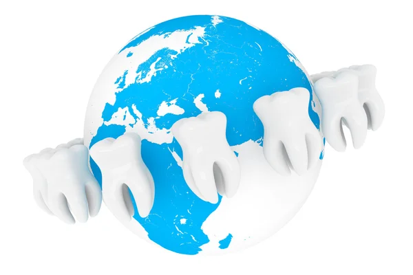 Extrem närbild tand med globe — Stockfoto