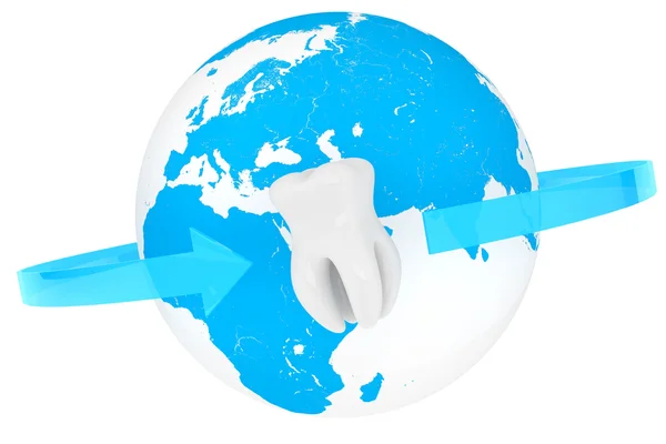 Extrem närbild tand med globe — Stockfoto