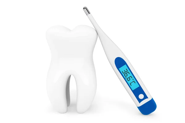 Extreme closeup tooth with thermometer — Stock Photo, Image