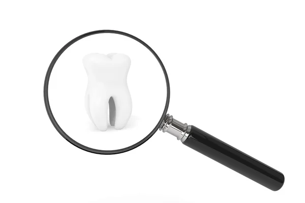 Tooth With Magnifying glass — Stock Photo, Image