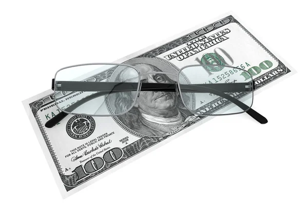 Lectura de metal Gafas con dinero . — Foto de Stock