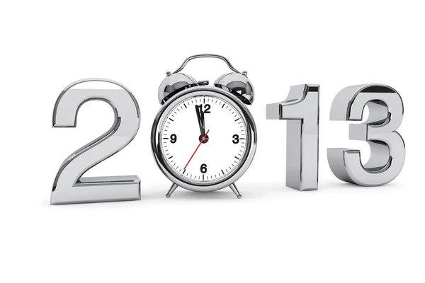 2013 steel sign with alarm clock — Stock Photo, Image