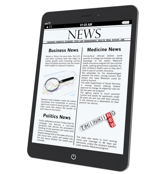 Tablet PC mit Neuigkeiten — Stockfoto