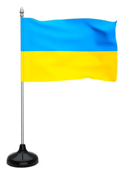 Bandeira da Ucrânia com mastro de bandeira — Fotografia de Stock