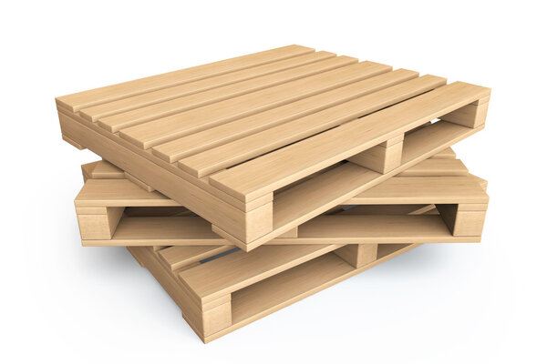 Logistic concept. Wooden pallets
