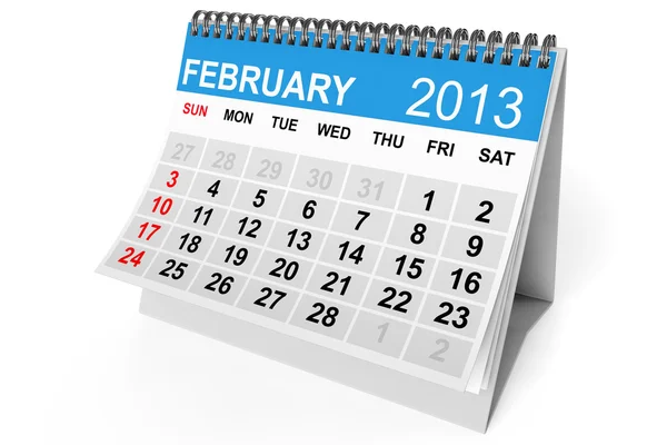 Calendario Febrero 2013 — Foto de Stock