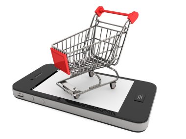 Smartphone ve alışveriş sepeti