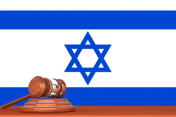 Gavel dengan Bendera Israel — Stok Foto