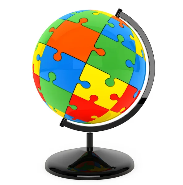 Puzzle sphere as globe — Stock Photo, Image