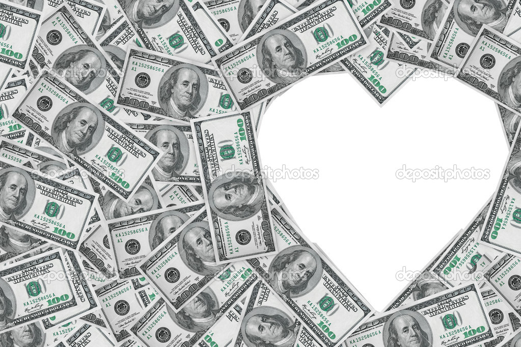 Heart symbol from money