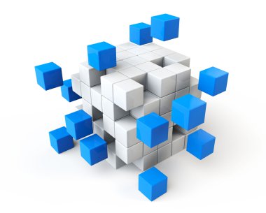 soyut mavi ve beyaz küpleri