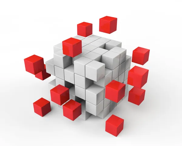 Abstracte rode en witte kubussen — Stockfoto