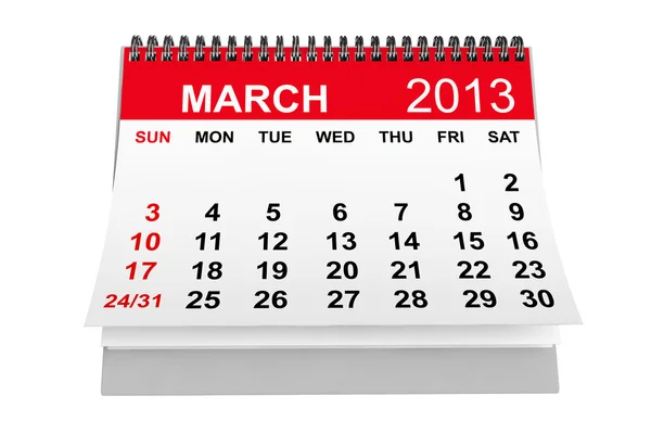 Calendario marzo 2013 — Foto de Stock